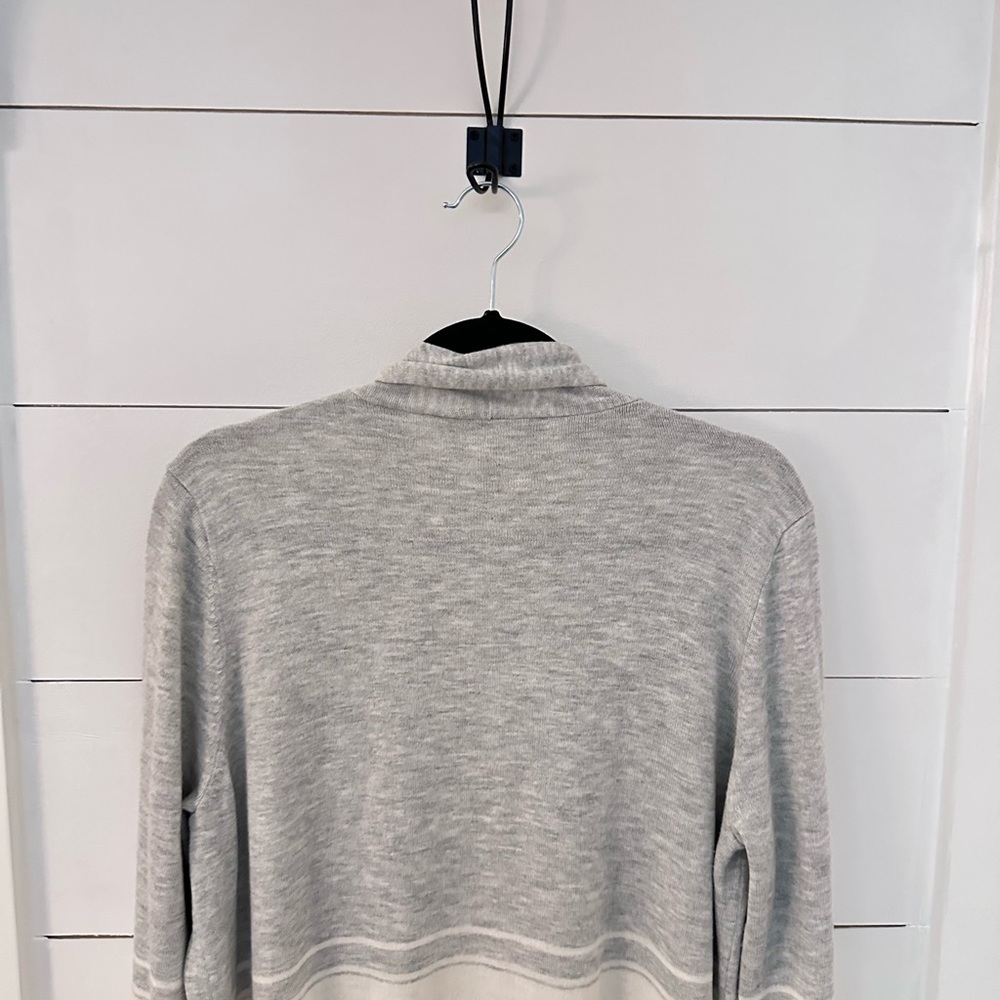 LOFT XL Grey-white stripe super soft cozy open roll neck classic casual cardigan - Picture 11 of 12